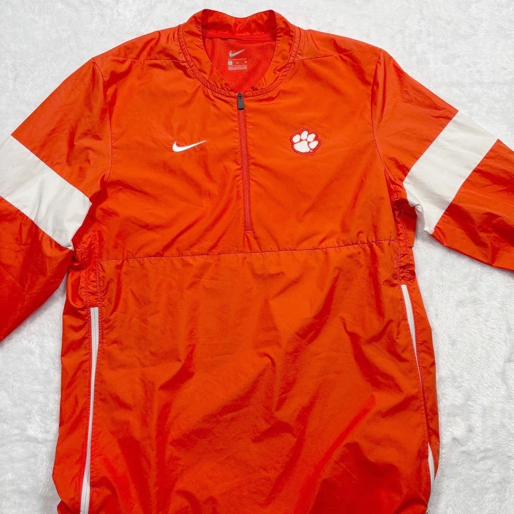 Nike Clemson Tigers On-Field 1/2 Zip Windbreaker Men M Orange Coach Vented Blade
